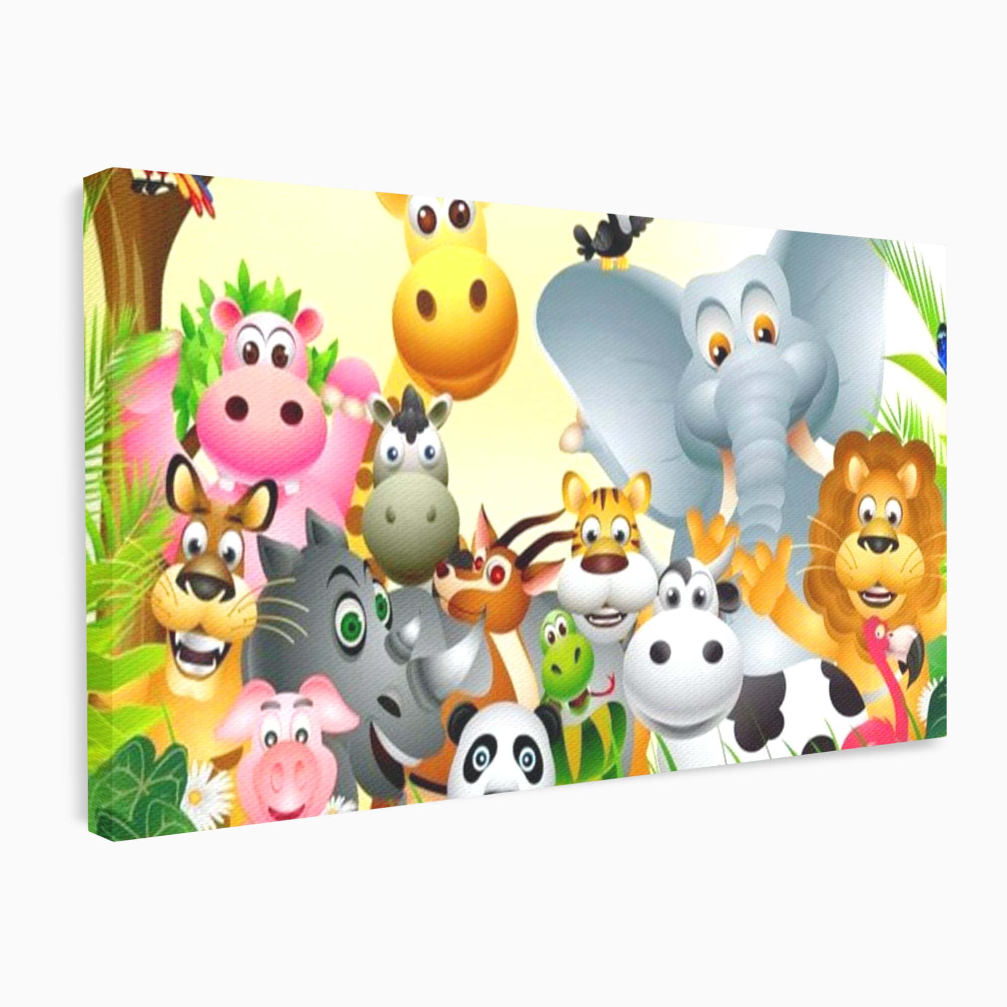 Tablou canvas cu tablou canvas cu animale din jungla, fara rama, pe sasiu de lemn